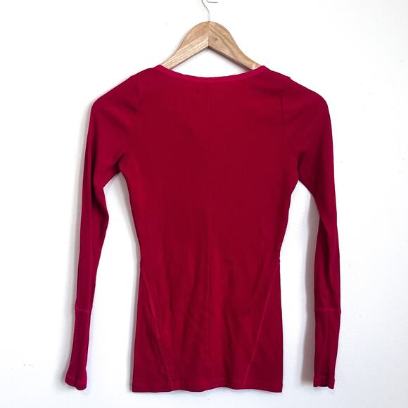 VTG Y2K Hollister Womens Ribbed Henley Top Size XS Red Bella Swan Elena Gilbert - Picture 2 of 6